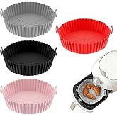 4 Pieces Silicone Air Fryer Mould 20 cm, Silicone Air Fryer Molds | Round Air Fryer Tray Reusable Air Fryer Tray for Air Frye