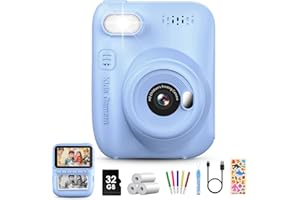 LETSHAHA Macchina Fotografica Bambini Istantanea,3,0 pouces 1080P HD Fotocamera Istantanea Bambini con 32GB Scheda SD & 5 Penne Colorat, Fotocamera Digitali per Bambino,Regalo per 3 ai 10 Anni