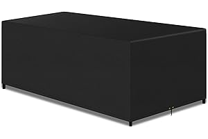 PATIO PLUS Duże prostokątne pokrowce na meble ogrodowe na stół ogrodowy, zestaw pokrowców na krzesła na taras, tkanina Oxford 420D, wodoodporna, wiatroszczelna, anty-UV, pokrowce ogrodowe, czarny, 300