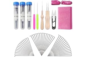 Redamancy 52 Stück Nadelfilz Set, Filznadeln zum Trockenfilzen mit 45 Filznadeln (3 Größen), Nadelfilz-Set mit Schaumstoffpolster, Filznadeln Set Ideal für Anfänger Oder Profis