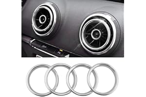 4PCS Youzzei Car Air Condition Vent Cover, Audi Air Outlet Ring Cover for Audi A3 S3 2013-2016/ Q2 2017 Decoration Air Outlet Cover, Aluminum Alloy Audi A3 Air Vent Trim Ring-Silver