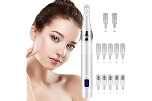Vicloon professionell trådlös microneedling-penna, elektrisk penna med LCD, hudvårdsset för anti-åldrande, akneärr, rynkor med 5 st 36 stift och 5 st 12 stift och 2 st nano runda