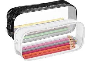 HORJOR 2 PCS Estuche Transparente de PVC, Almacenamiento de Cosméticos, Neceser Portátil Impermeable, Bolsa de Lápiz para Niños y Adultos