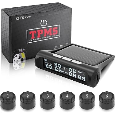 KAOLALI Sistema Di Monitoraggio Della Pressione Dei Pneumatici, Supporto 6 Ruote, Monitor Della Pressione Dei Pneumatici Con Display Digitale, 9,9 Bar/144 PSI Max, Ricarica Solare E USB, Per Camion - 7