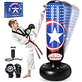 YasinKidz Punching Bag for Kids, 66 Inch Large Inflatable Kids Boxing Bag Set for Boys & Girls Age 3-14, Free Standing Punch Bag with Boxing Gloves for Practicing Karate, Taekwondo, MMA