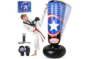 YasinKidz Sac de Frappe Enfant, 168cm Punching Ball avec Gants de Boxe et Pompe pour Enfants, Sac de Boxe Gonflable Stable pour Entraînement, Boxen, Taekwondo, Karaté