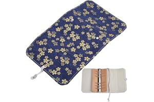CRASPIRE A6 Copertina per Libro 6 Raccoglitore Ad Anelli Organizer Tessuto con Corda Fiore di Ciliegio Fiore Floreale Onda Marina Tessuto Protettivo per Libri Lavabile per Notebook Romanzo Diario