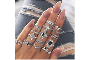 Dishowme Boho Blume Adler Krone Hirschknöchel Ringe Set Türkis Kreuz Schleife Fingergelenk Ring Kristall Kostüm Stapelbare Ringe für Frauen Mädchen Männer