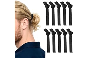 YISCOKO Gumki do włosów dla mężczyzn 10 szt. plecione czarne gumki do włosów dla mężczyzn, gumki dla mężczyzn, opaski do włosów dla mężczyzn, czarne gumki - plecione opaski na głowę z kokiem