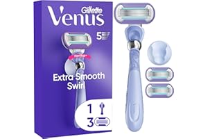 ‎GILLETTE VENUS Gillette Venus Extra Smooth Swirl Damenrasierer, 3 Ersatzklingen, Schwenkbares Handstück und Duschhalterung