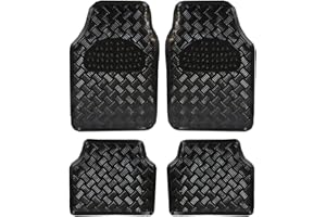 JVL Titan Metallic - Set di 4 tappetini universali in Gomma, Colore: Nero