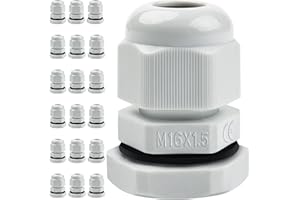 20 Pack M16 Cable Glands - Caianwin 16mm Stuffing Glands IP68 Waterproof Plastic Nylon Compression Glands Connectors for Electrical Boxes Junction Boxes Wall-Mounted Distribution Boxes