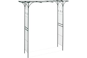 Relaxdays Arcade de rosiers en métal, Arche plantes grimpantes, Rectangulaire, H x L X P: 205 x 202 x 52 cm, vert foncé