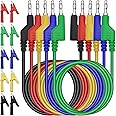 5 Stück Multimeter Messleitungen 4mm, Messkabel für Multimeter, 5 Farben Bananenstecker Kabel, 10 Stück Isolierte Krokodiklem