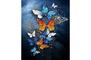 TISHIRON DIY Paint by Numbers for Adults, Butterfly Painting by Number Kits On Canvas, DIY Colorful Butterfly Paint by Numbers, Flameless Paint by Numbers for Adults and Kids Beginner 16X20 Inch