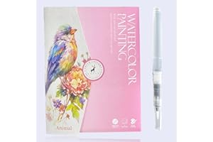 Glvomazty Libro Para Colorear Adultos, Coloring Book For Adults 12 Colores, Libro-Magico-Agua con Pinceles, Anti Stress Kit Acuarela Portatil, Watercolor Workbook para Principiante