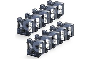 MarkField 10x Nastro Compatibile per Dymo 18444 S0718600 Industriale Nastro Etichette Autoadesive in vinile, Compatibile per Dymo Rhino 4200 5000 5200 6000, Nero su Bianco 12mm x 5,5m