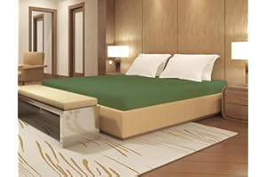 BANZAII TEXTILE INNOVATOR ONLINE Banzaii Lenzuolo sotto con Angoli con Elastico Matrimoniale 100% Puro Cotone Alta Qualità Made in Italy per Materassi 160/170 cm x 190/200 cm, altezza fino a 30 cm Verde