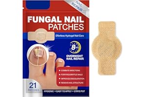 UOQPTY 21 Pezzi Cerotti Per Micosi Delle Unghie, Toppe Per Il Trattamento Delle Unghie Dei Funghi, Trattamento Di 8 Ore Per La Riparazione Delle Unghie Dei Piedi E L'aspetto Delle Unghie Scolorite