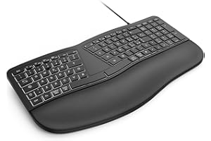 seenda Tastiera ergonomica con cavo, tastiera retroilluminata con poggiapolsi, comoda tastiera Ergo con layout Italiano, Tasti a forbice, compatibile con Mac e Windows, laptop, computer - nero
