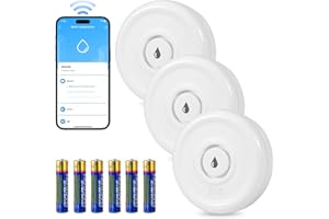 FUERS Rilevatore Perdite Acqua WiFi 3 Pezzi Sensore Acqua con Batteria 100dB Sensore Perdita Acqua Kit per Sistema di Allarme e Domotica Casa Intelligente, Rilevatore Acqua per Cucina, Bagno, Seminterrato