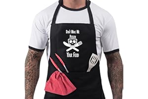 BANG TIDY CLOTHING BBQ Aprons for Men, Funny Cooking BBQ Apron in 100% Cotton, Adjustable with 2 Pockets, Birthday, Christmas, Cooking Gifts for dad, chef, husband, him - Don't Make Me - Black