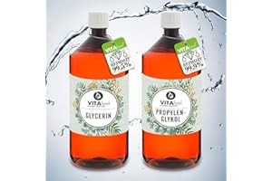 GREAT VITA Glycerin + Propylenglykol Set 1L+1L | 99,9% hochrein- ideal für DIY, kosmetische Behandlungen | Lebensmittelqualität, vegan - GreatVita