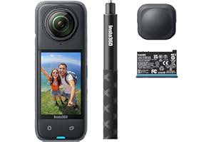 Insta360 X4 Pack débutant - Caméra d'action 360° 8K étanche, vidéo Grand Angle 4K, Effet de Perche à Selfie Invisible, protège-objectifs Amovibles, 135 Min d'autonomie, édition IA