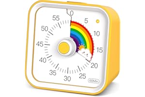 InfPokid Minuteur Visuel Timer Enfant avec Fonction Pause, Compte à Rebours de 60 Minutes Minuteur Enfant pour Salle de Classe, études, Silencieux Gestion du Temps pour Le TDAH (Jaune Arc-en-Ciel)