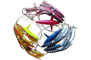 Krazywolf Fully Rigged Big Game Daisy Bird Trolling Chain Boat Fishing Squid Lure Rig Teaser,Pack of 3