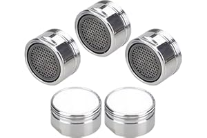 VILITI 5-Piece Tap Filter Set - Water Saver Spout Filter Mesh, Replacement Insert Tap Spout Aerator 24MM Faucet Bubbler Filter, for Kitchen & Bathroom (Silver)