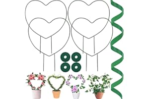 Kakveiai 4 Stück Rankhilfe Metall Herzförmig, Kletterpflanzen für Zimmerpflanzen, Blumenstütze, mit 4M Pflanzenbinder, für zimmerpflanzen, kleine Pflanzen, Weinreben und Blumen (Grünes) 31X23CM