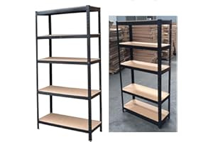 FEIDAK Garage Shelving 5 Tier Unit 180x90x40cm Boltless Racking Storage Made of Heavy Steel Frame & Strong MDF Board, Metal Shelving Unit Heavy Duty 175kg Capacity Per Shelf