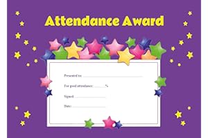 GLOBAL ANCHOR Attendance Award - Pack of 25 - Blank Fill-in Certificate - School, Academy, Organisation, Club - A5 Size Eco-Friendly - Made in UK
