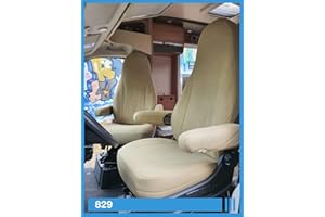 BREMER SITZBEZÜGE Fundas de Asiento a Medida para Asiento de piloto y Pasajero, Juego Compatible con Caravana FIAT Ducato 829, Beige