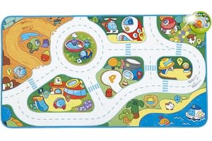 Chicco Elektroniczna mata do zabawy w mieście Turbo Ball Maxi 110 x 60 cm, interaktywny dywan ze światłami i quizami, 15 punktów interakcji, z 1 pojazdem Turbo Ball, dywan do samochodu, 1-4 lata