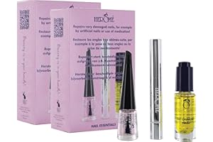 Herome 2-Pack 3-en-1 Nail Essentials Set (Rose) - Travel Set - Soin Réparateur pour les Ongles Cassés - Kit Avec Huile pour Ongles Abîmés, Sérum pour Cuticules et Durcisseur pour Ongles