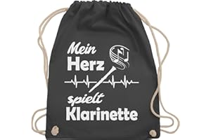 Shirtracer - Turnbeutel Rucksack - Musik Instrument Zubehör - Mein Herz spielt Klarinette