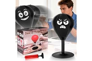 YORWHIN Sac de Frappe de Bureau avec Ventouse Ultra Puissante, Punchingball de Table à Ressort Renforcé, Mini Ballon de Boxe Anti-Stress pour Bureau et Maison, Entraînement et Soulagement du Stress