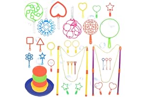 PLAPOT Kit Bolle di Sapone Bacchette,34 PCS Bacchetta a Bolle Impostato,Bolla Gigante per Bambini,Bacchette per Bolle in plastica Multicolore,Feste Giardino All'aperto Giocattoli,Niente acqua saponata
