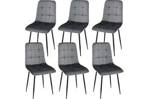 ANVOFONG Sedie Sala da Pranzo Set di 6, Addensato Olandese Cuscino di Velluto Adatto per Sala da Pranzo, Cucina, Soggiorno, Grigio Scuro.