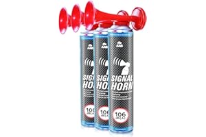 AABCOOLING Signal Horn - Set of 3 - Loud Hailer, Siren Horn, Long Lasting Party Air Horn, Sport Accessory, Fan Noisemaker, Stadium Horn, Klaxon Horn, Up to 320 Short Sound Signals