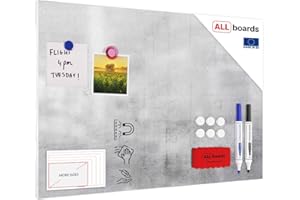 ALLBOARDS Tableau magnétique pour aimants METALboards, ciment 60x40 cm + ensemble d’accessoires