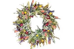 SouiWuzi Ghirlanda Colorata Primaverile Ed Estiva, Ghirlanda Decorativa Multiuso di Fiori di Campo Artificiale Colorata Primavera Estate per Porte E Finestre Decorazioni per Casa (40cm, Colorato)