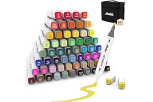ABEIER 60 Colori Pennarelli Doppia Punta ad Alcool Professionali, Pennarelli Disegno Artistico con Asciugatura Rapida per Pittura, Schizzi e Colorazione per Adulti e Bambini
