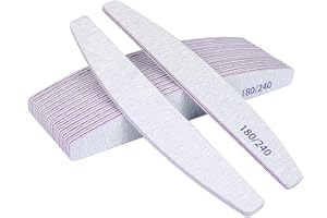 URAQT 16 Pezzi Lime per Unghie 180/240, Professionali Lavabile a Doppia Faccia, Mezza luna Bilaterale Strumenti per la Cura Degli Unghie, per Uso Domestico e Salone (Bianco)