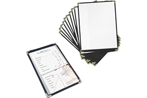 XUTONG A4 Tischständer Menühalter Restaurant (10 Stück), Broschürenhalter A4, Menühalter für Restaurants, Bars, Speisen und Getränke, Schwarz mit Eckschutz