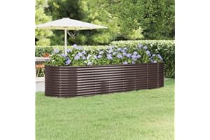 FENLAX Macetero de acero recubierto de polvo, 322 x 100 x 68 cm, color marrón, jardinera, jardinera, jardinera, terraza, bancal, balcón, bancal alto, para verduras, cama alta, jardín, bancal alto,
