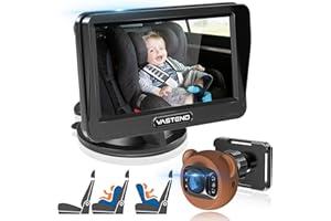 VASTEND Baby Spiegel Auto Kamera 1080P, 4,3'' HD Spiegel Baby Rücksitz Monitor 150°Weitwinkel, Nachtsicht Auto Display, Sicherheit Autositz, Bewegung des Babys Leicht Beobachten
