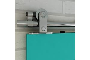 Wolfbird - Herraje de acero inoxidable para puerta corredera, 152 cm, sistema de puerta corredera para puerta de madera, puertas interiores correderas con chapado, estilo T